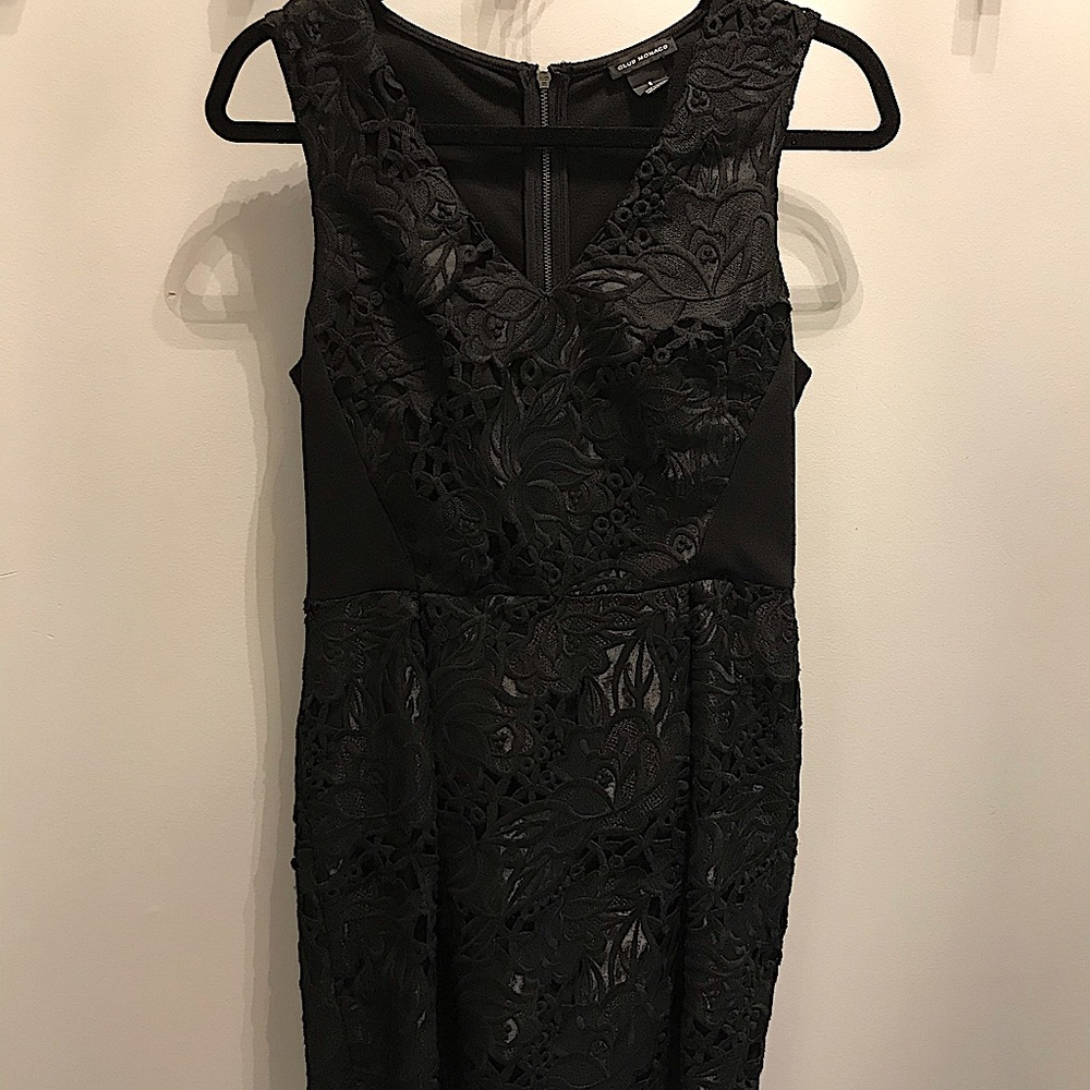 Club Monaco Black Embroidered Lace Dress -8